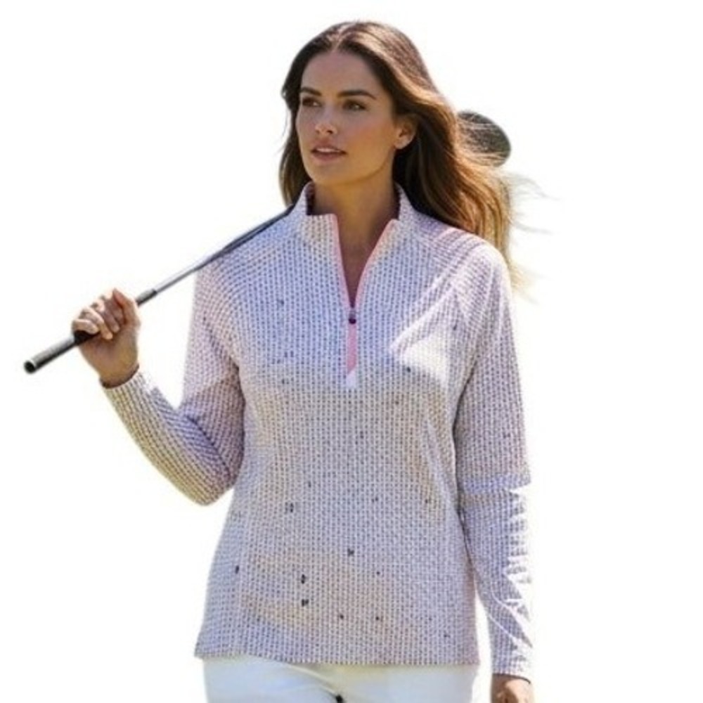 Peter Millar Golf Quarter Zip Polo Women's Medium UPF 50+ Preppy Active Pullover